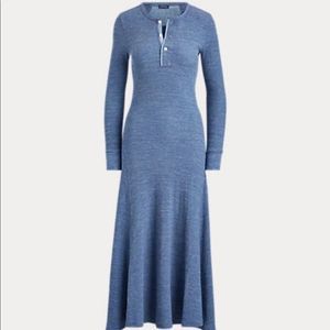 Polo Ralph Lauren Waffle Knit Henley Thermal Maxi Dress